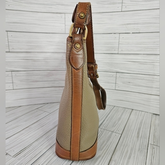 Dooney & Bourke Vintage Pebbled Leather Hobo Bag in Taupe and British Tan - Picture 4 of 14